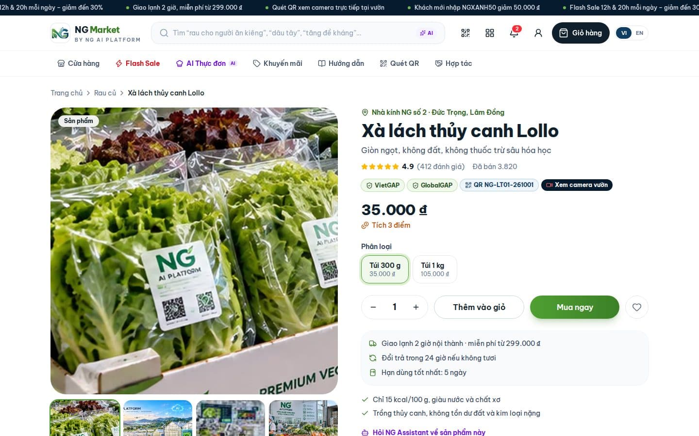 Chi tiết sản phẩm kèm minh bạch nguồn gốc