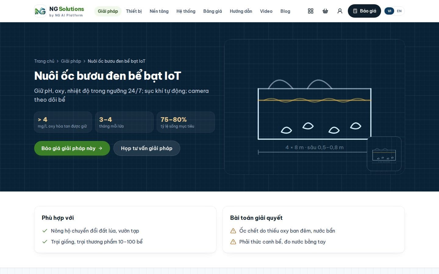 Giải pháp nuôi ốc bươu đen IoT
